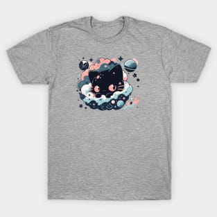 Cat floating on space clouds T-Shirt